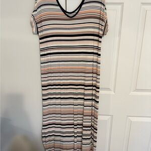 LuLaRoe black and pink Striped maxi dress- Macy